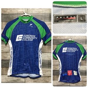 Primal Cycling Jersey Women’s L Blue Green Edmonds Community College BECU